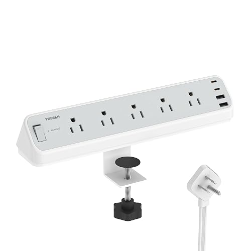 TESSAN Desk Clamp Power Strip 10 Ft