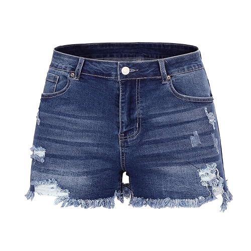 THUNDER STAR Women Mid Rise Ripped Stretchy