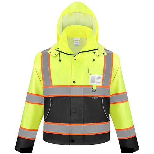 TICONN Reflective Rain Jacket Safety Jacket