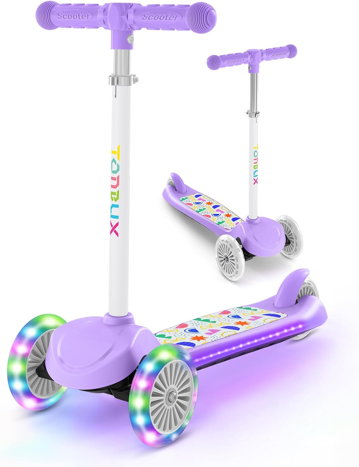 TONBUX Toddler Scooter Light-Up Deck and