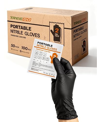 TREEGO Black Individually Wrapped 5 Mil Nitrile