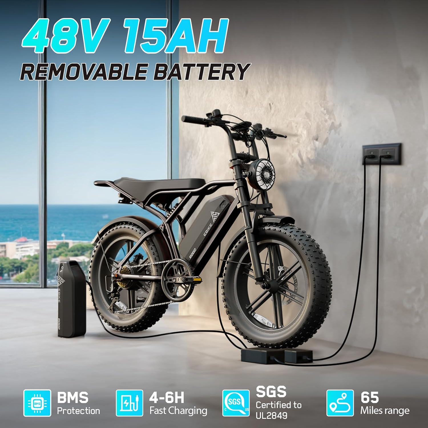 TST electric bike 1500W peak motor jumping desert ridge at 28 MPH with 7-speed Shimano gears and 90 N.M torque