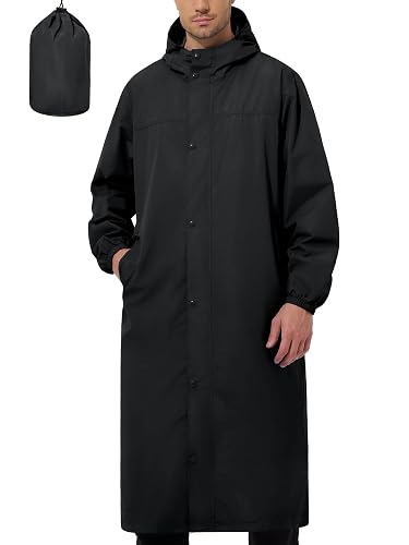 UIQUR Men's Rain Jacket Lightweight Long Raincoat