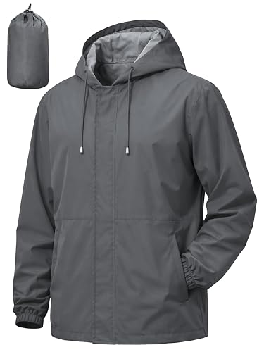 UIQUR Men's Rain Jacket Waterproof Windbreaker Raincoat