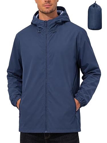 UIQUR Mens Rain Jacket Lightweight Windbreaker Waterproof