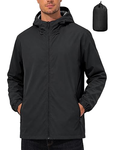 UIQUR Mens Rain Jacket Lightweight Windbreaker Waterproof