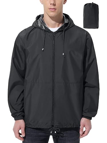UIQUR Mens Rain Jacket Raincoat Windbreaker Running