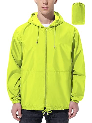 UIQUR Mens Rain Jacket Raincoat Windbreaker Running