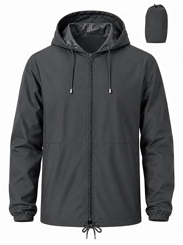 Uposiut Men's Waterproof Windbreaker Lightweight Rain Jacket