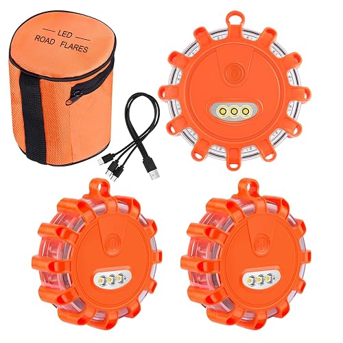 USB Rechargeable LED Road Flares Emergency Lights