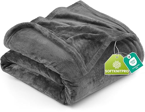 Utopia Bedding Fleece Blanket Queen Size Grey