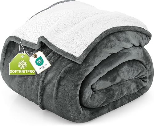 Utopia Bedding Sherpa Blanket Queen Size (Grey