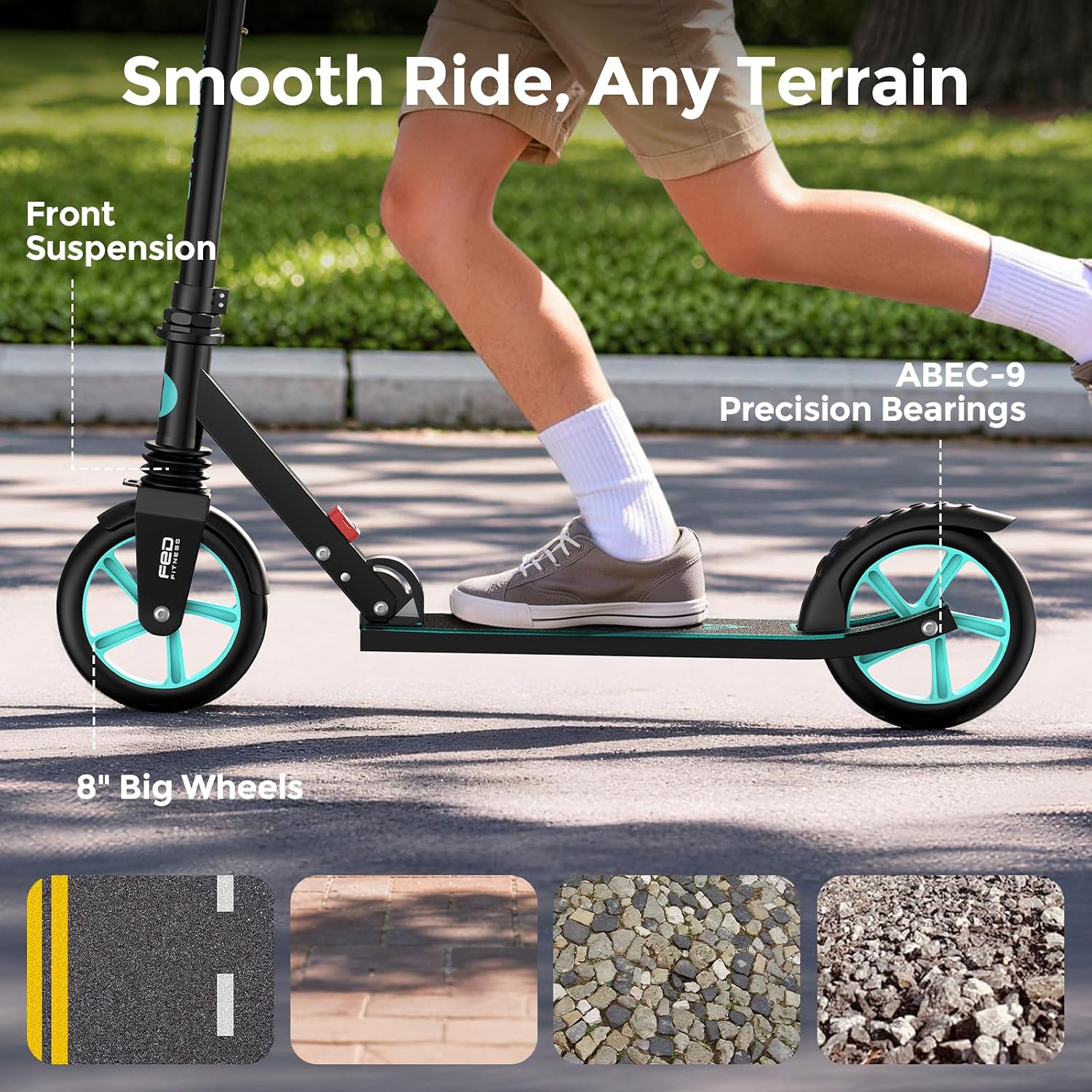 WAYPLUS KS1 kick scooter 8 inch wheels and heat-treated brake system