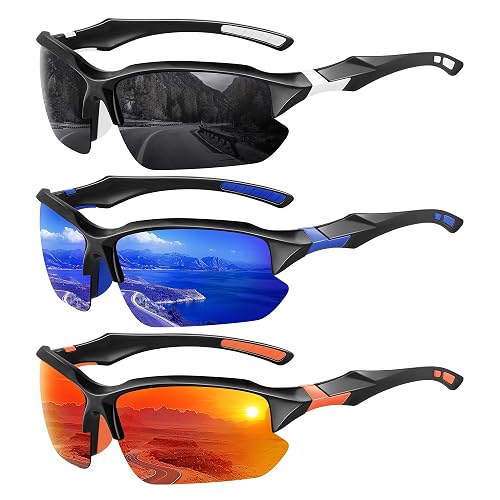 XVXV 3 Pack Polarized Sports Sunglasses for