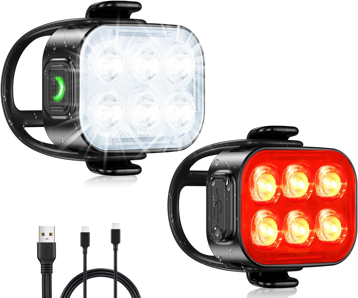Zewdov USB Rechargeable Bike Light Set